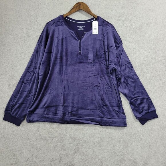NEW Nautica 2Pc Womens XL Sleepwear Silky Stretch Fleece Purple Snowflake - Picture 2 of 6